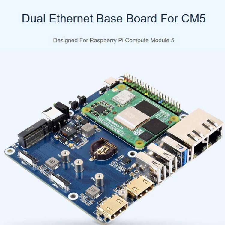 WAVESHARE Gigabit / 2.5G Dual Ethernet Base Board For Raspberry Pi CM5 UK Plug
