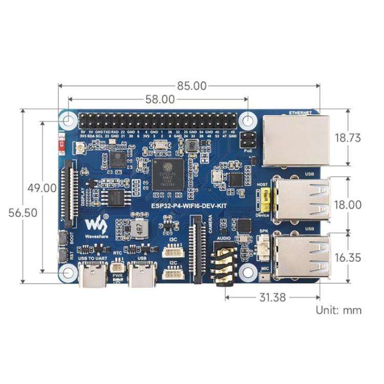WAVESHARE ESP32-P4-WIFI6-DEV-KIT High-Performance Development Board Supports Wi-Fi 6 And Bluetoot...