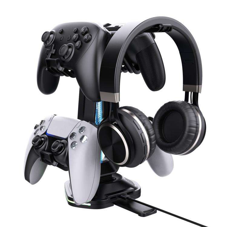 Multi-Function Gaming Stand For Headset & 4 Controllers With Dual USB Charging Ports And RGB Ligh...