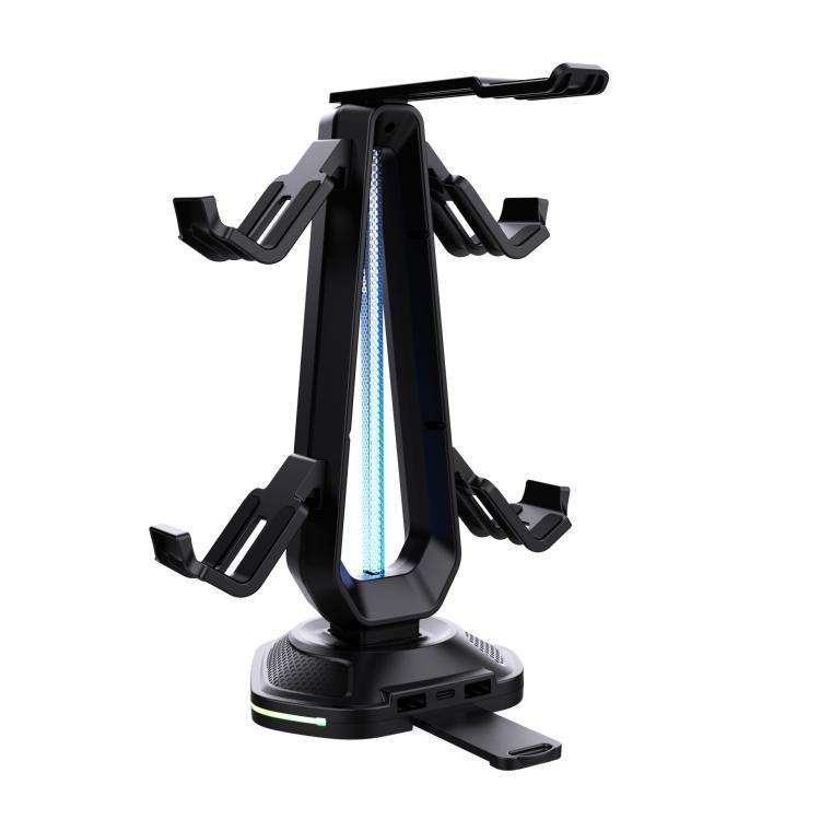 Multi-Function Gaming Stand For Headset & 4 Controllers With Dual USB Charging Ports And RGB Ligh...