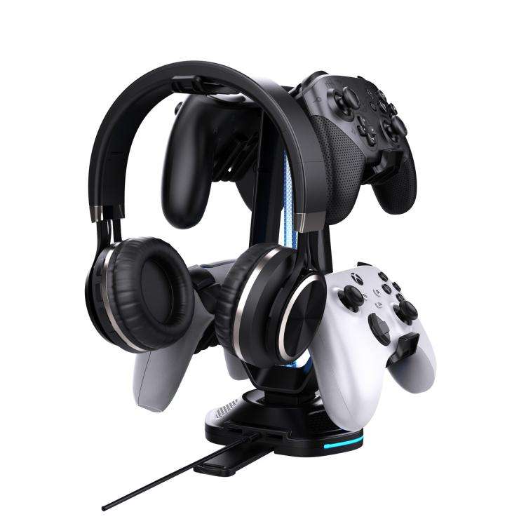 Multi-Function Gaming Stand For Headset & 4 Controllers With Dual USB Charging Ports And RGB Ligh...