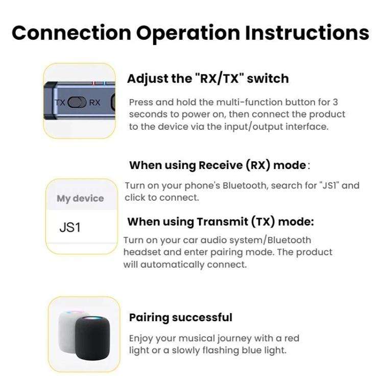Bluetooth 5.4 Car AUX Music Audio Transmitter/Receiver