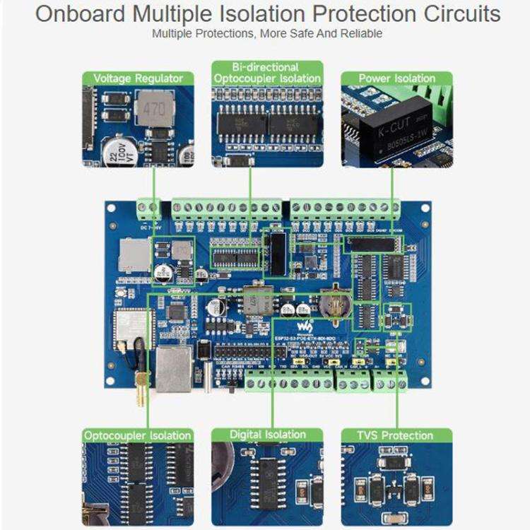 Waveshare ESP32-S3-POE-ETH-8DI-8DO Control Board With 8-Channel Digital Input & Output, Built-In ...