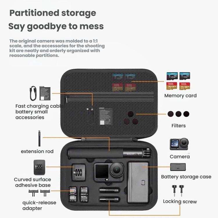 For DJI Osmo Action 6 Adventure Combo Carrying Case Shock-Absorbing EVA+PU Storage Bag Shoulder S...