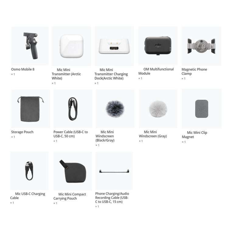 Original Osmo Mobile 8 Vlog Combo With Mic Mini Transmitter(White)