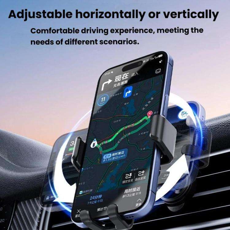 M7 Car Air Vent Gravity Phone Mount With Anti-Drop Tail Clip(Black)