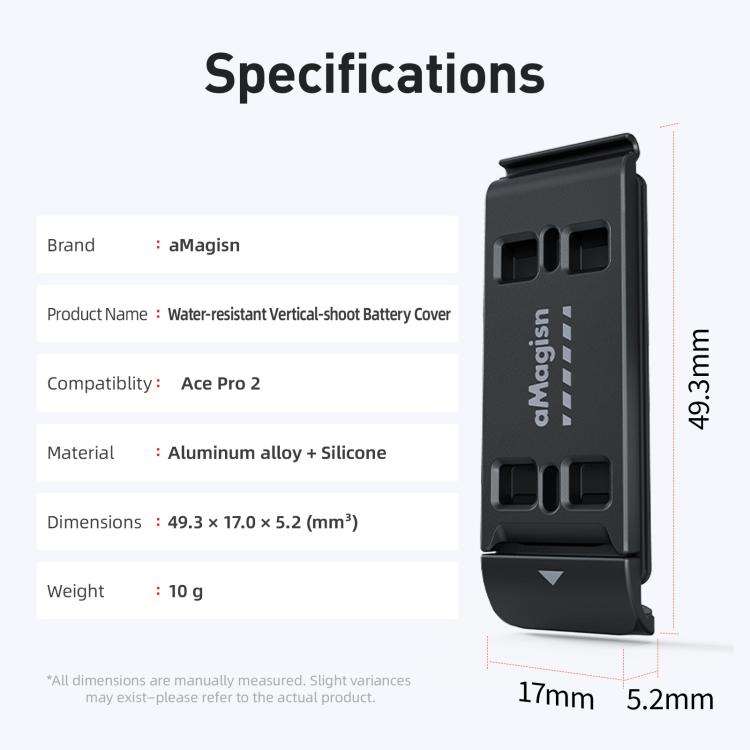 For Insta360 Ace Pro 2 aMagisn Vertical Shooting Battery Cover Magnetic Quick-Release & Splash Pr...