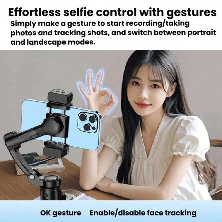 Selfieshow M02 Anti-Shake Handheld Gimbal With Face Tracking 3-Axis Tracking Stabilizer, Spec: St...