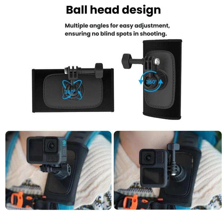 Universal Shoulder Strap Mount For Action Cameras With 360-Degree Rotating Ball Head Hands-Free P...