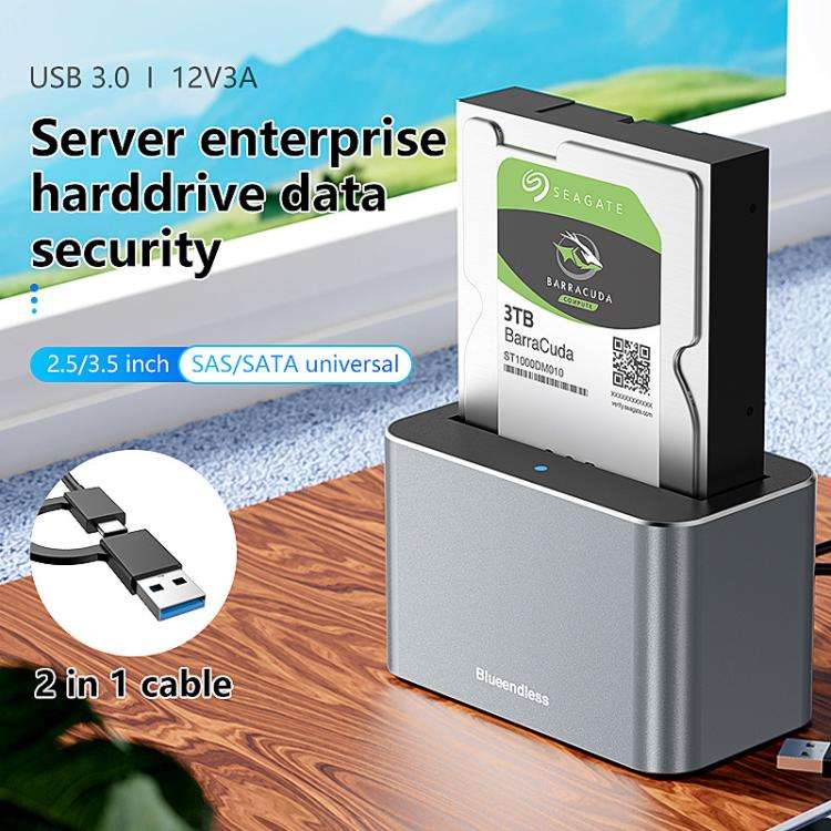 Blueendless HD01S SAS/SATA Universal Hard Drive Dock 2.5/3.5 Inch 20TB Computer Desktop Type-C Ha...