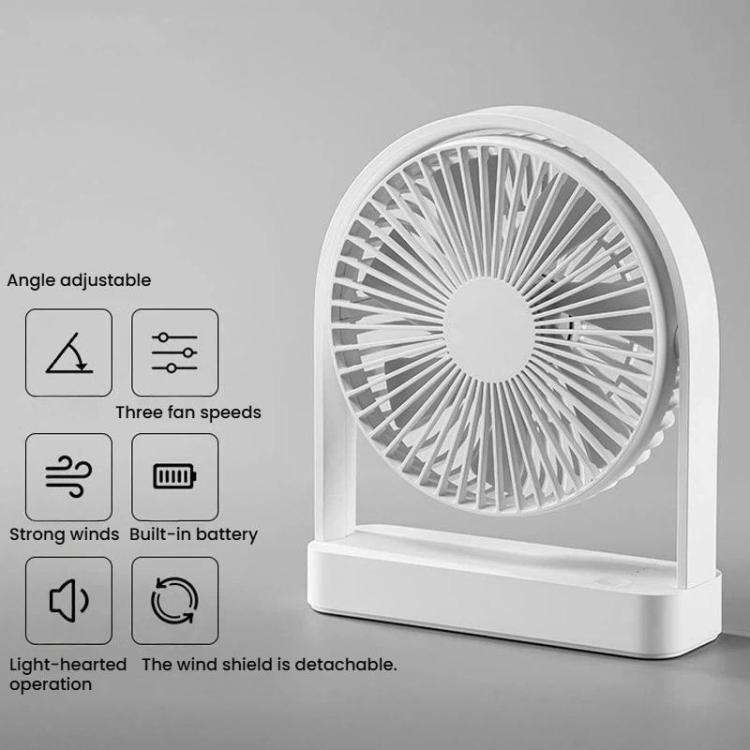 F3A Slim Mini Desk Fan Home USB Quiet Desktop Fan Portable Rechargeable Fan(White)