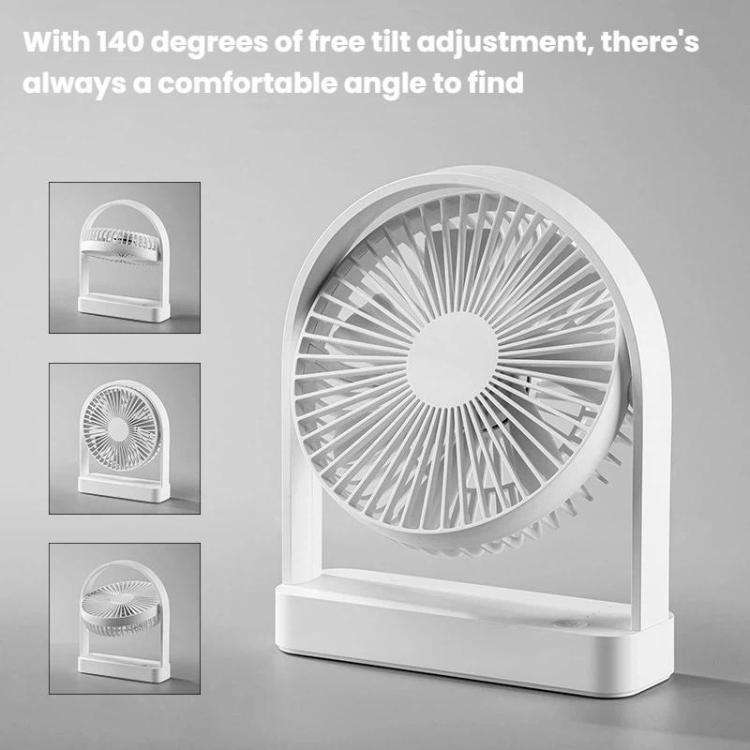 F3A Slim Mini Desk Fan Home USB Quiet Desktop Fan Portable Rechargeable Fan(White)