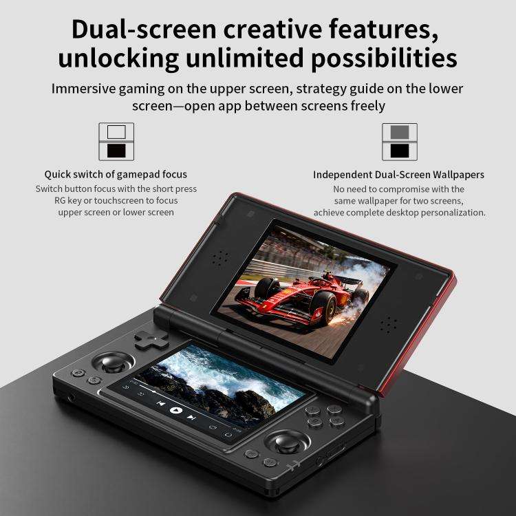 ANBERNIC RG DS Flip Dual-Screen Handheld Game Console 4-Inch IPS Touchscreen AI Gaming Device 3+3...