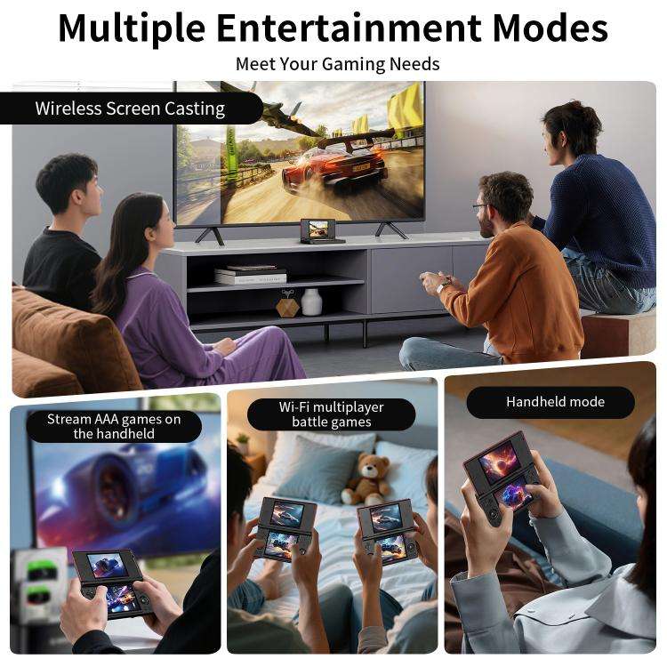 ANBERNIC RG DS Flip Dual-Screen Handheld Game Console 4-Inch IPS Touchscreen AI Gaming Device 3+3...