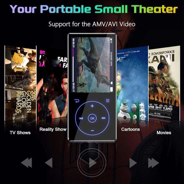 2.4 inch Colorful Screen MP3 Music Player With Bluetooth 5.0 Speaker, Memory Capacity: 16GB(Black)