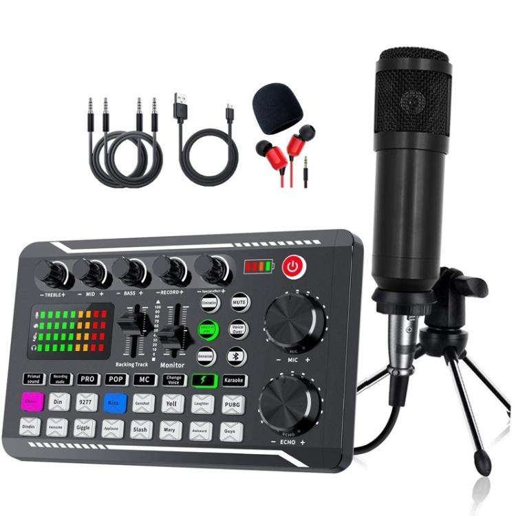F998 Sound Card With BM800 Condenser Microphone Set Complete Karaoke And Broadcasting Kit Tripod ...