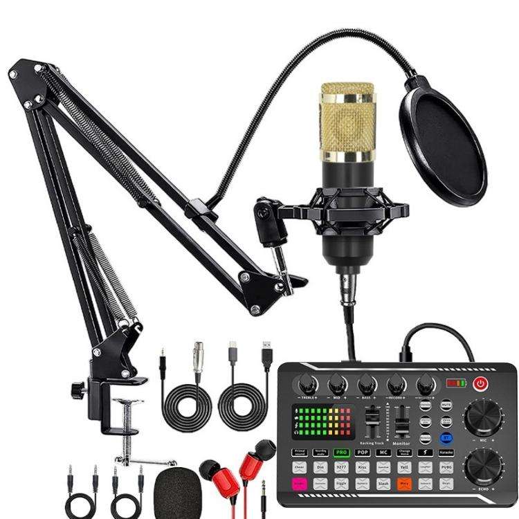 F998 Sound Card With BM800 Condenser Microphone Set Complete Karaoke And Broadcasting Kit Cantile...