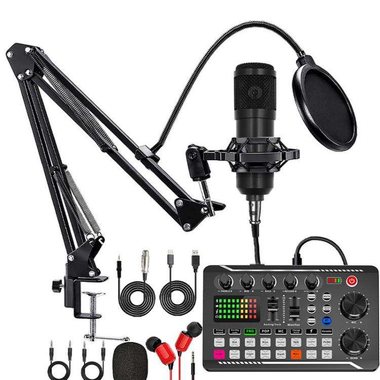 F998 Sound Card With BM800 Condenser Microphone Set Complete Karaoke And Broadcasting Kit Cantile...