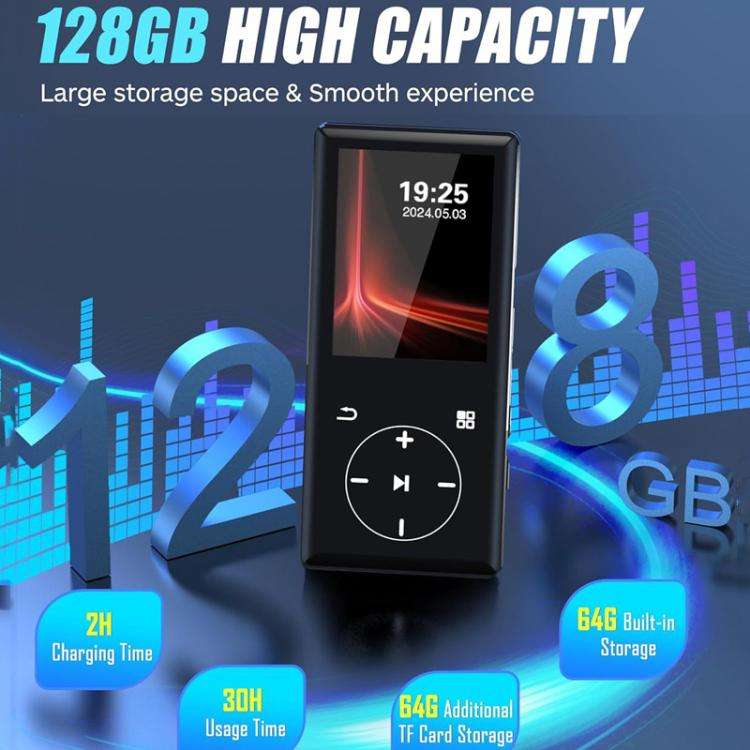 Compact Touchscreen MP3 Portable Player Bluetooth Walkman, Memory Capacity: 16GB(Black)