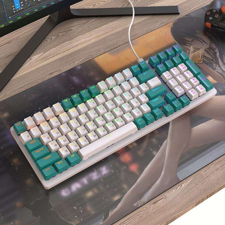 FREE WOLF K3 Russian Mechanical Keyboard 1.5m Wired Gaming Keyboard, Style: Welding Switch Aqua G...