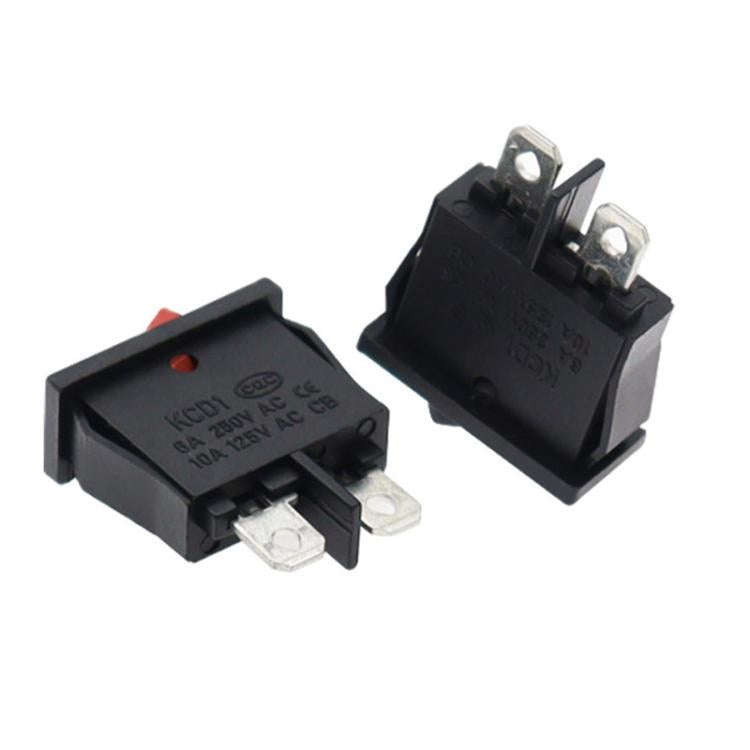KCD1-110 10pcs Slim Flat Rocker Switch 2-Pin 2-Position Instrument Switch(Black)