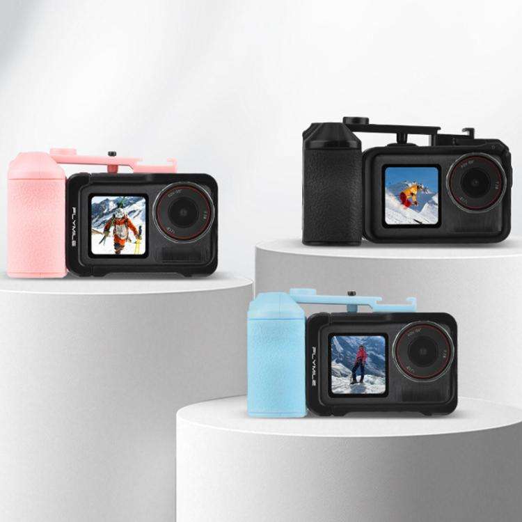 For DJI Osmo Action 3 / 4 / 5 Pro Camera Cage Shutter Grip(Pink)