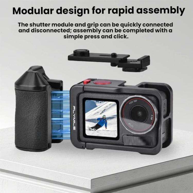For DJI Osmo Action 3 / 4 / 5 Pro Camera Cage Shutter Grip(Blue)