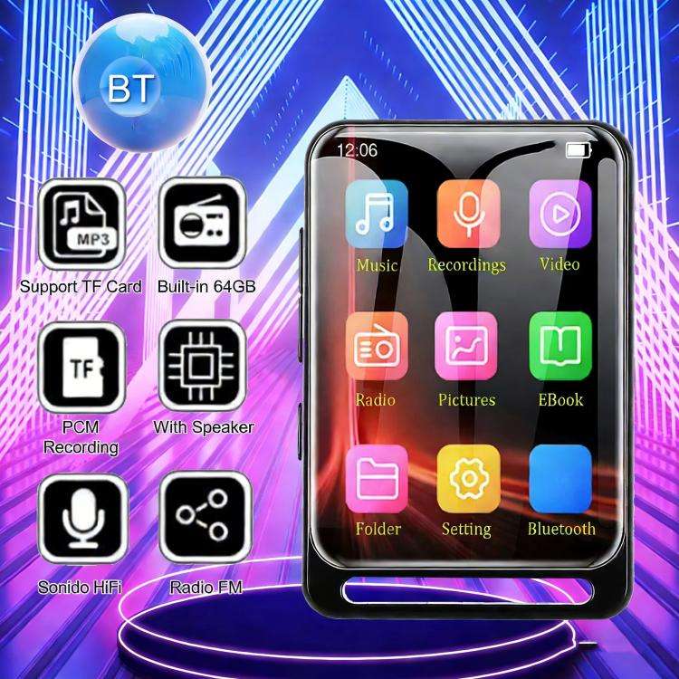 M6 Bluetooth 5.0 MP3 Portable Music Player With Speaker FM Radio E-book, Memory Capacity: 4GB(Black)