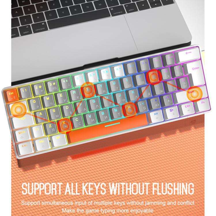 ZIYOULANG T60 Russian Mechanical Keyboard 1.5m Wired Illuminated Gaming Keyboard, Color: Microglo...