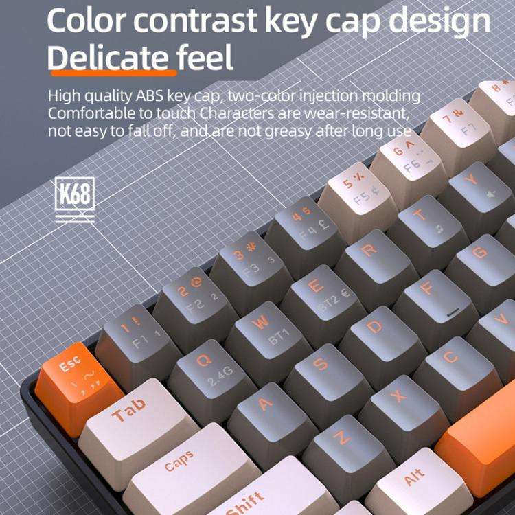 ZIYOULANG K68 Bluetooth / Wired Dual-Mode Portuguese Mechanical Keyboard(Microglow Red Switch)