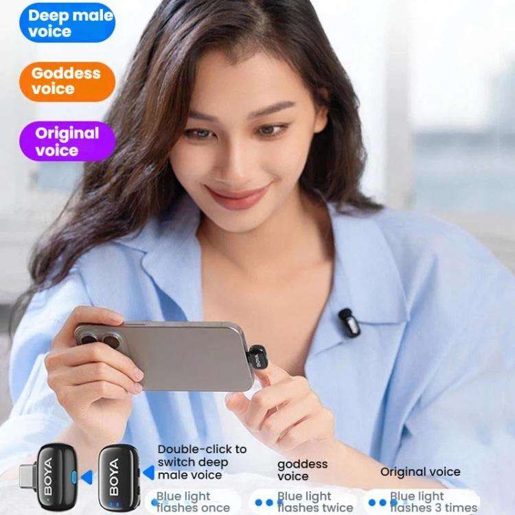 BOYA Mini Finger Microphone Wireless Lapel Clip Mobile Live Streaming Noise Reduction Recording M...