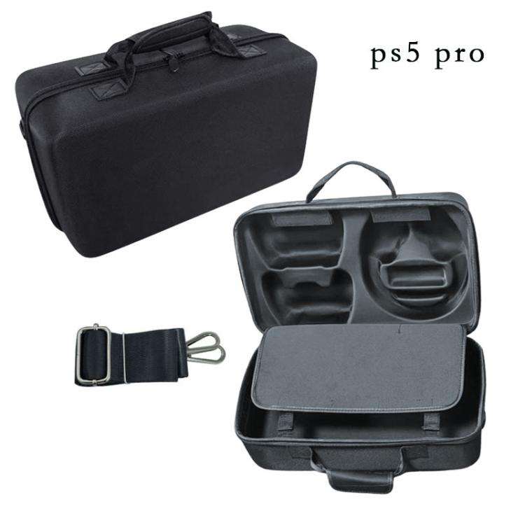 For PS5 Pro Console & Accessories Carrying Case with Headphone Compartment Double-Layer Storage B...