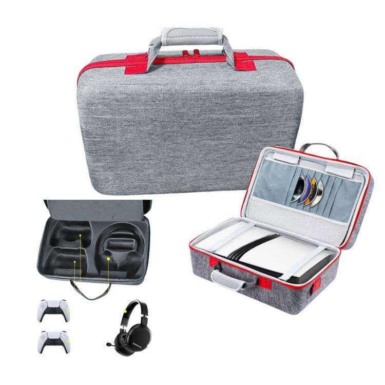 For PS5 Pro Console & Accessories Carrying Case with Headphone Compartment Double-Layer Storage B...