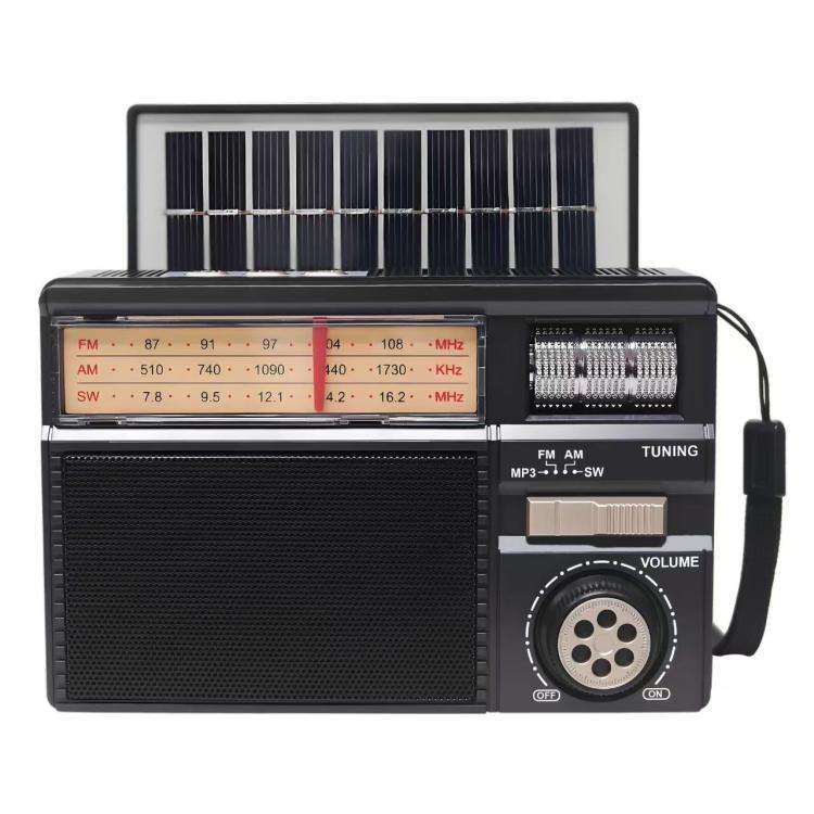 MD-979S Portable Solar Powered Bluetooth Speaker Multi-Function Outdoor Antenna Radio(Black)