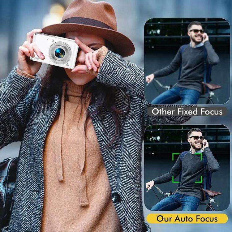 HD 4K Dual Lens Selfie Digital Camera Portable Card-Style CCD Student Camera, Color: Black