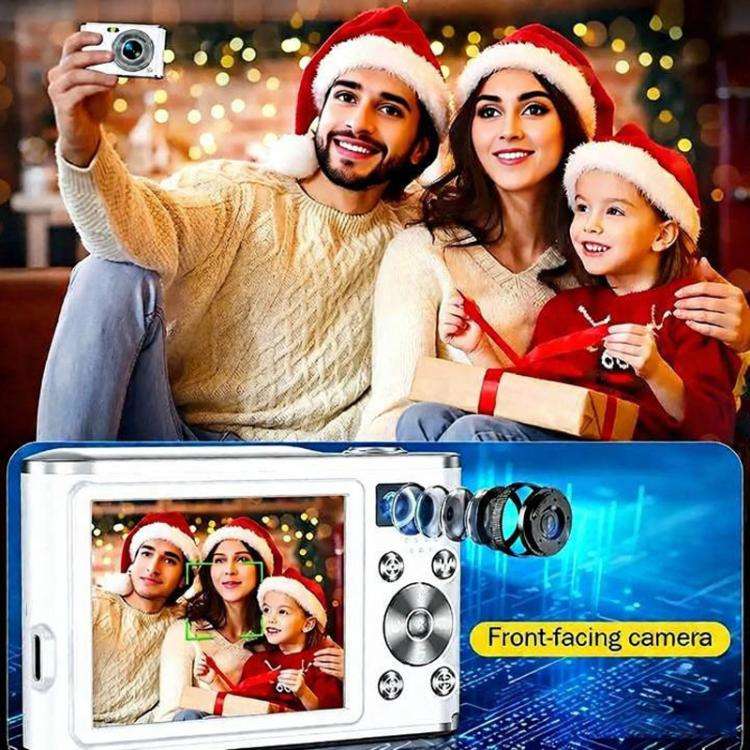 HD 4K Dual Lens Selfie Digital Camera Portable Card-Style CCD Student Camera, Color: Black