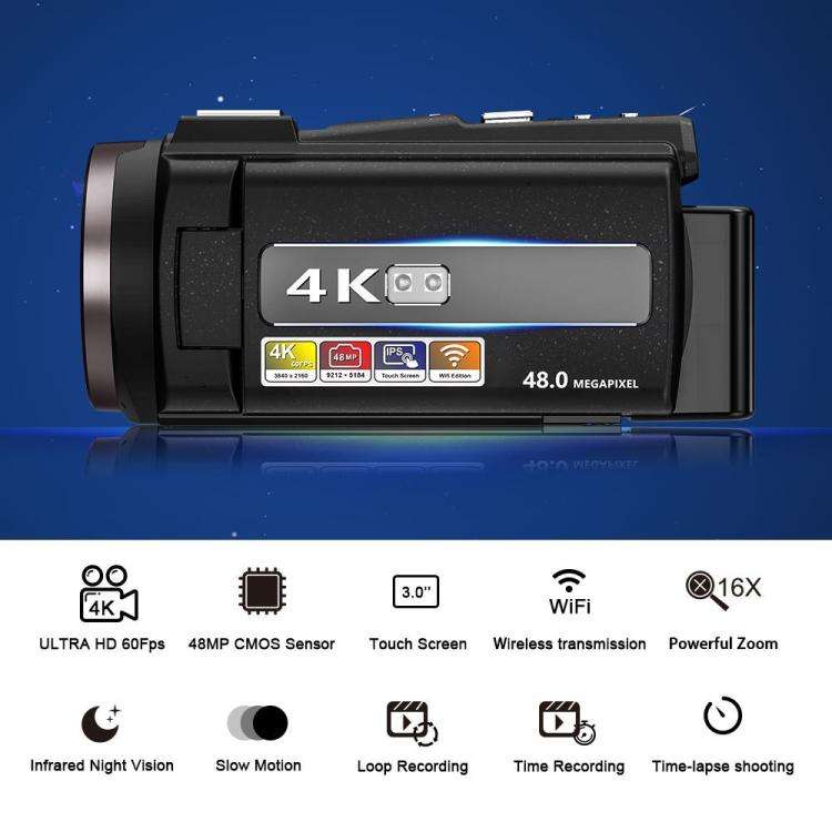 HD 4K Handheld Digital Camcorder With Electronic Image Stabilization For Outdoor Sports, US Plug,...