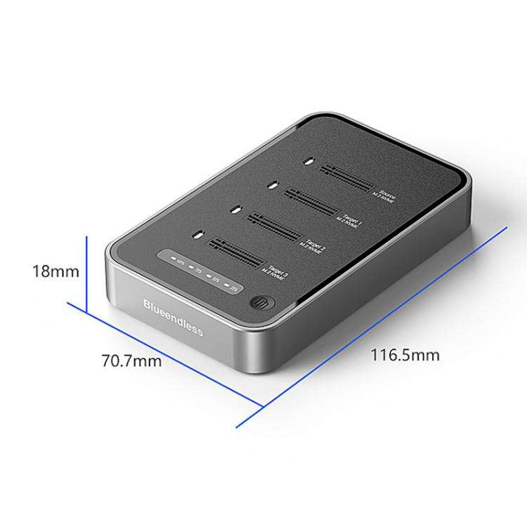 Blueendless DB2804NA Four-Bay NVMe Drive Enclosure M.2 1 To 3 Cloning Copying Device External SSD...