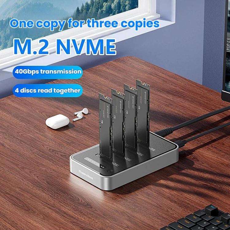Blueendless DB2804NA Four-Bay NVMe Drive Enclosure M.2 1 To 3 Cloning Copying Device External SSD...