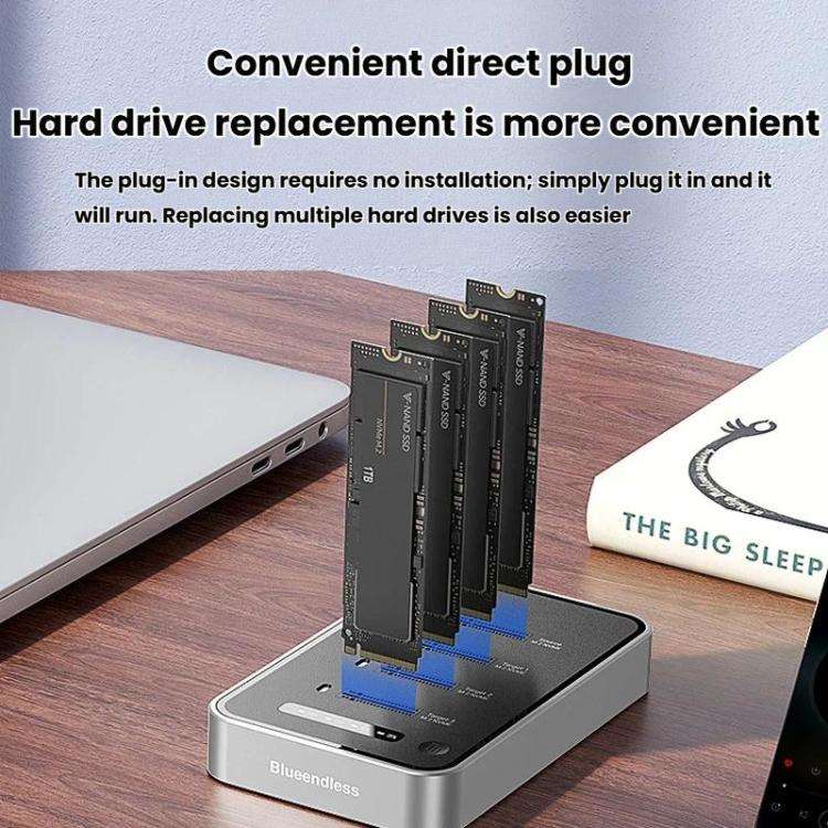 Blueendless DB2804NA Four-Bay NVMe Drive Enclosure M.2 1 To 3 Cloning Copying Device External SSD...