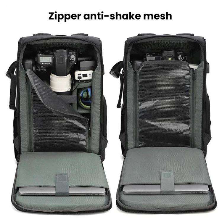 AK818 Waterproof Anti-Theft Dual-Shoulder Camera Bag Large-Capacity Photography Backpack(Grey)