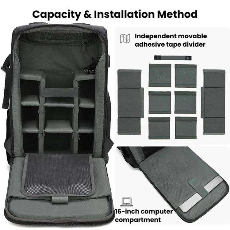 AK818 Waterproof Anti-Theft Dual-Shoulder Camera Bag Large-Capacity Photography Backpack(Grey)