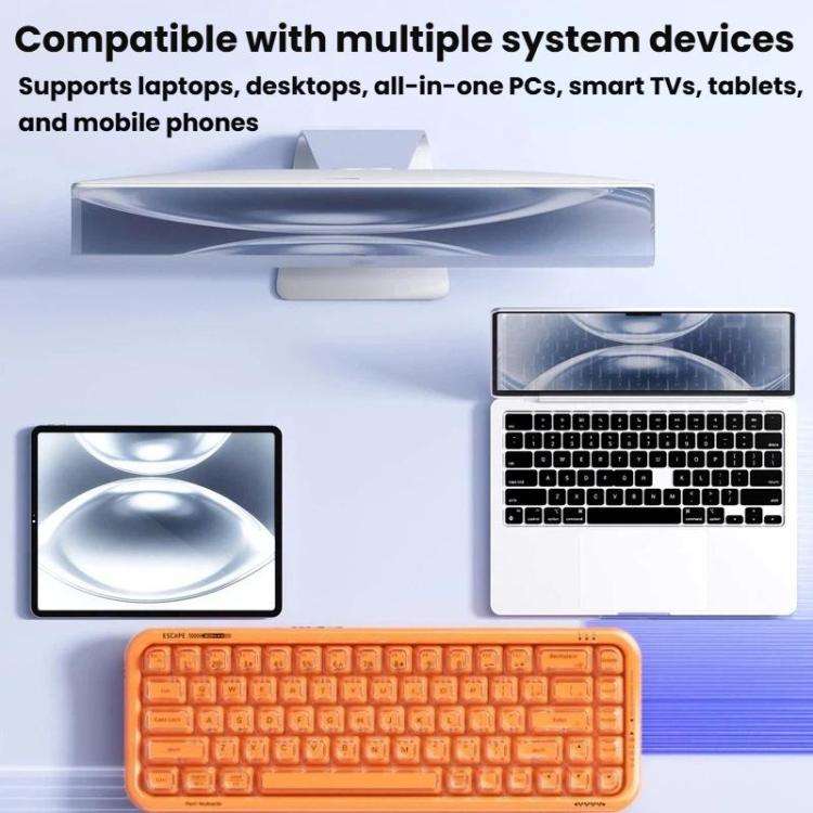 MOFii 711 Pearl Semi-Transparent Triple-Mode Bluetooth RGB Backlit Wireless Keyboard(Pink)