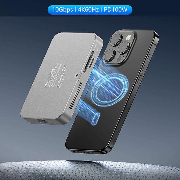 Blueendless MC806 8 In 1 Magnetic Dock NVMe SSD Enclosure USB 3.2 Hub