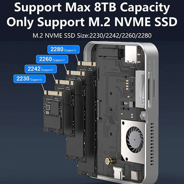 Blueendless MC806 8 In 1 Magnetic Dock NVMe SSD Enclosure USB 3.2 Hub