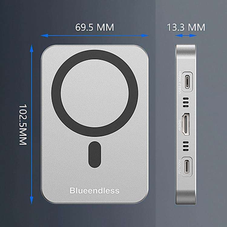 Blueendless MC806 8 In 1 Magnetic Dock NVMe SSD Enclosure USB 3.2 Hub