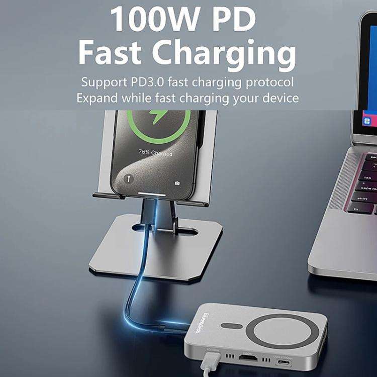 Blueendless MC806 8 In 1 Magnetic Dock NVMe SSD Enclosure USB 3.2 Hub