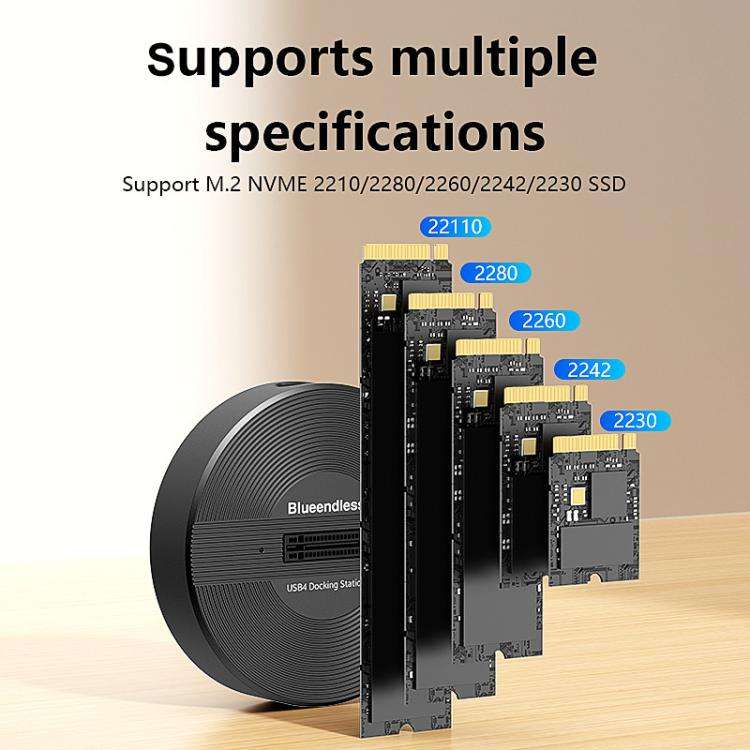 Blueendless SD04P 40Gbps Hard Drive Dock USB 4.0 Enclosure M.2 NVMe SSD Computers External Reader...