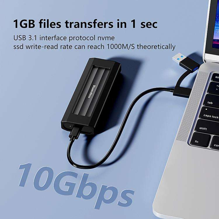 Blueendless 10Gbps M.2 SSD Enclosure External Type-C 3.2 Portable Hard Drive Case, Spec: SATA&NVM...