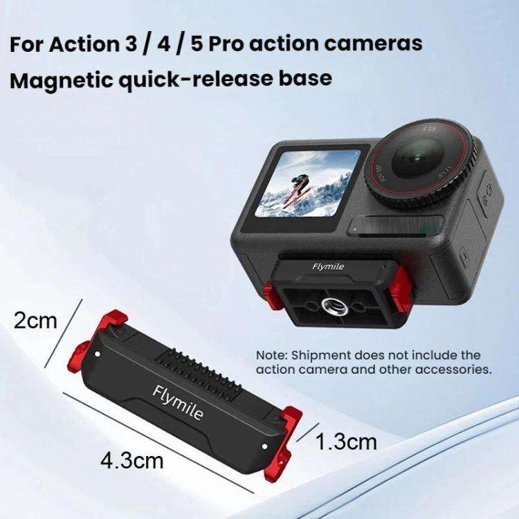 For DJI Osmo Action 3 / 4 / 5 Pro Flymile Magnetic Quick-Release Expansion Adapter Base(Black)